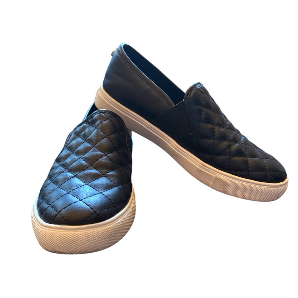 Quilted Black Slip-On Sneakers
